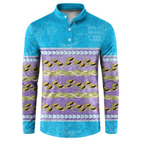 Hawaii Humuhumu Fish Maile Pikake Lei Button Sweatshirt Tribal Tapa Blue Version LT05 Blue - Polynesian Pride