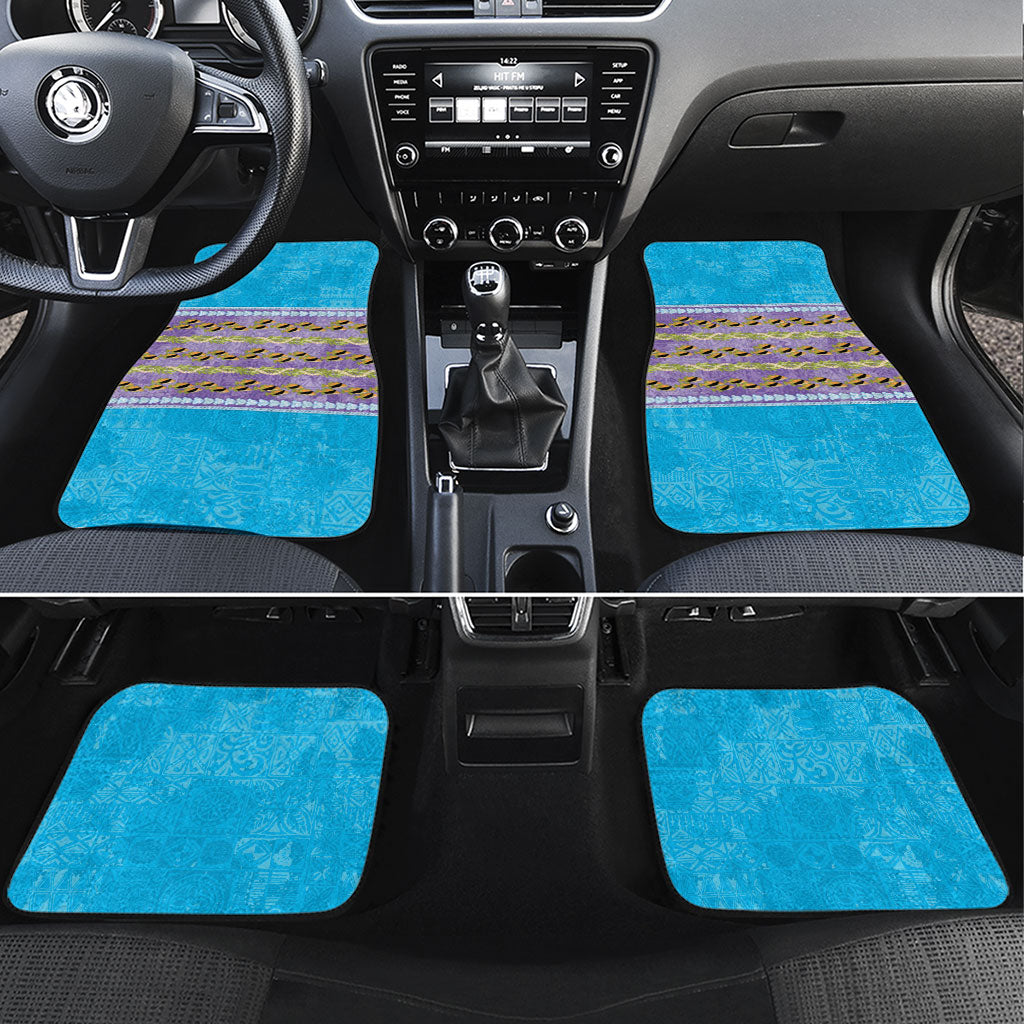 Hawaii Humuhumu Fish Maile Pikake Lei Car Mats Tribal Tapa Blue Version LT05 Set 4pcs Blue - Polynesian Pride