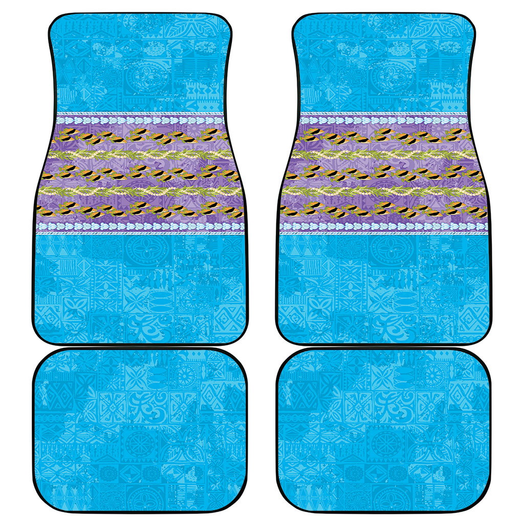 Hawaii Humuhumu Fish Maile Pikake Lei Car Mats Tribal Tapa Blue Version LT05 - Polynesian Pride