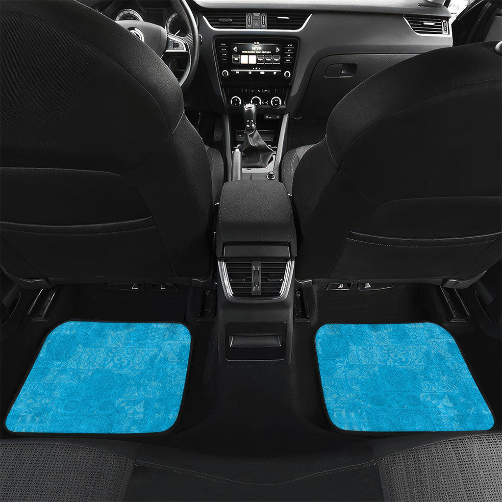 Hawaii Humuhumu Fish Maile Pikake Lei Car Mats Tribal Tapa Blue Version LT05 Set 2pcs - Back Blue - Polynesian Pride