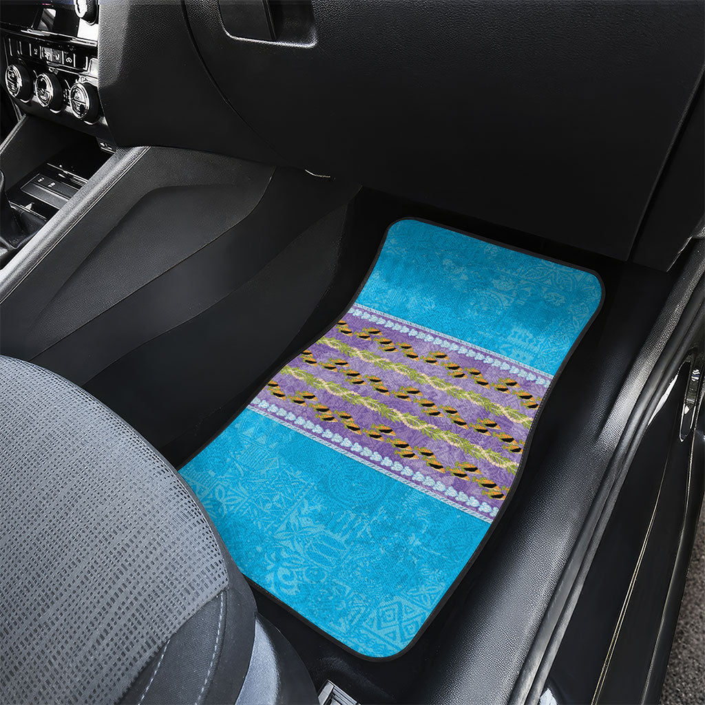 Hawaii Humuhumu Fish Maile Pikake Lei Car Mats Tribal Tapa Blue Version LT05 - Polynesian Pride
