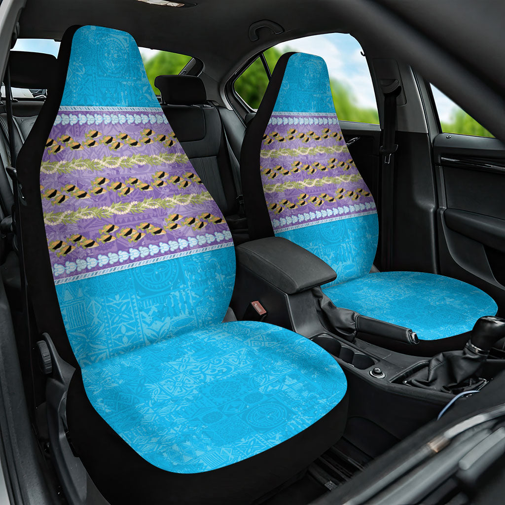 Hawaii Humuhumu Fish Maile Pikake Lei Car Seat Cover Tribal Tapa Blue Version LT05 One Size Blue - Polynesian Pride