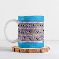 Hawaii Humuhumu Fish Maile Pikake Lei Ceramic Mug Tribal Tapa Blue Version LT05 Blue - Polynesian Pride
