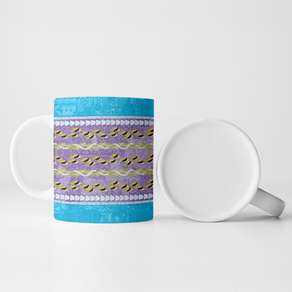 Hawaii Humuhumu Fish Maile Pikake Lei Ceramic Mug Tribal Tapa Blue Version LT05 - Polynesian Pride
