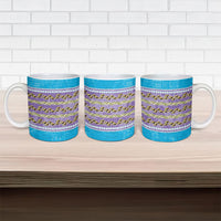 Hawaii Humuhumu Fish Maile Pikake Lei Ceramic Mug Tribal Tapa Blue Version LT05 - Polynesian Pride
