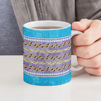 Hawaii Humuhumu Fish Maile Pikake Lei Ceramic Mug Tribal Tapa Blue Version LT05 - Polynesian Pride