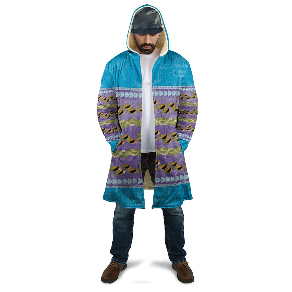 Hawaii Humuhumu Fish Maile Pikake Lei Cloak Tribal Tapa Blue Version LT05 - Polynesian Pride