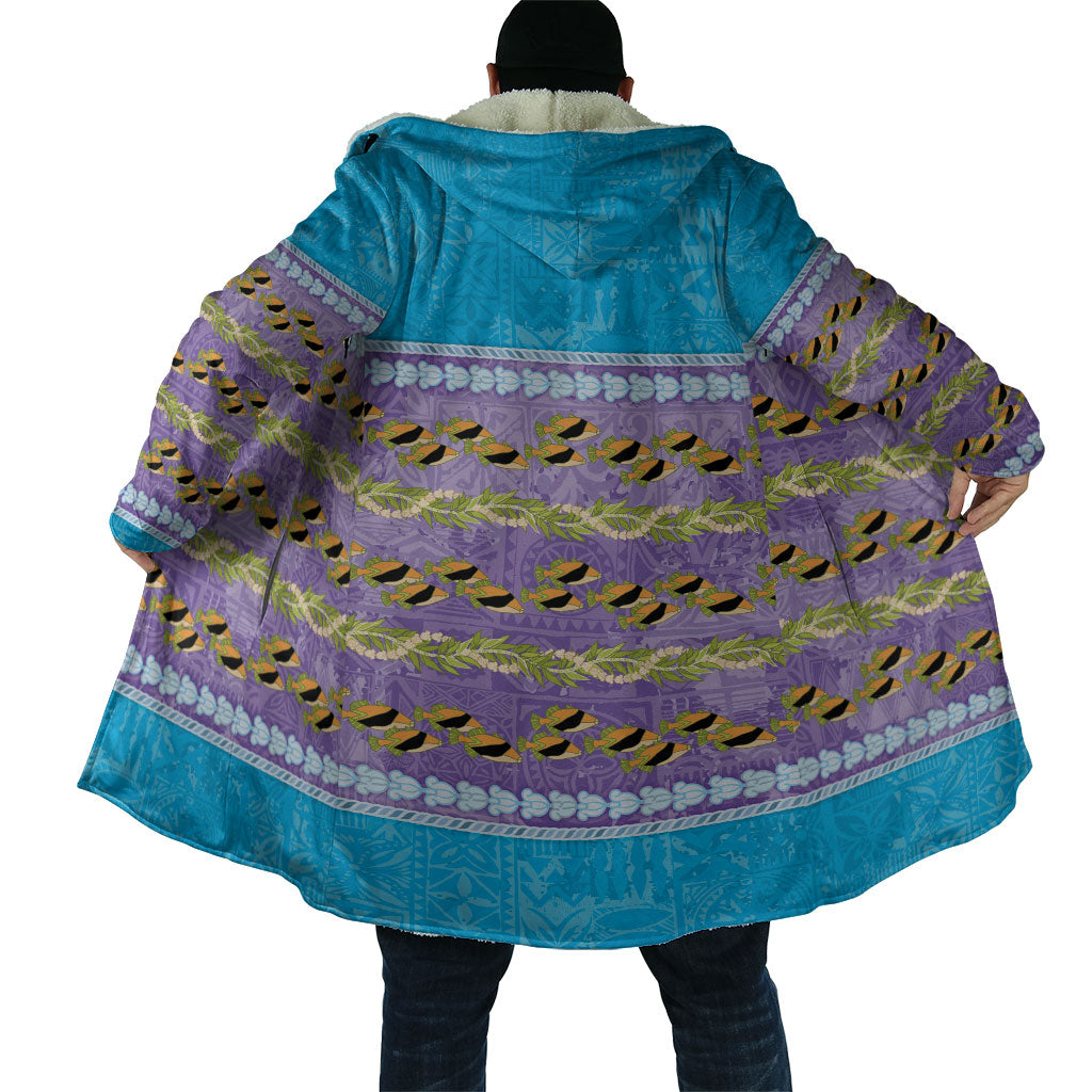 Hawaii Humuhumu Fish Maile Pikake Lei Cloak Tribal Tapa Blue Version LT05 - Polynesian Pride