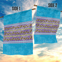 Hawaii Humuhumu Fish Maile Pikake Lei Garden Flag Tribal Tapa Blue Version LT05 - Polynesian Pride