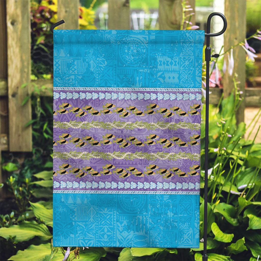 Hawaii Humuhumu Fish Maile Pikake Lei Garden Flag Tribal Tapa Blue Version LT05 Garden Flag Blue - Polynesian Pride