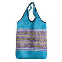 Hawaii Humuhumu Fish Maile Pikake Lei Grocery Bag Tribal Tapa Blue Version LT05 - Polynesian Pride