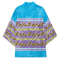 Hawaii Humuhumu Fish Maile Pikake Lei Kimono Tribal Tapa Blue Version LT05 - Polynesian Pride