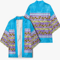 Hawaii Humuhumu Fish Maile Pikake Lei Kimono Tribal Tapa Blue Version LT05 - Polynesian Pride