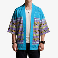 Hawaii Humuhumu Fish Maile Pikake Lei Kimono Tribal Tapa Blue Version LT05 - Polynesian Pride