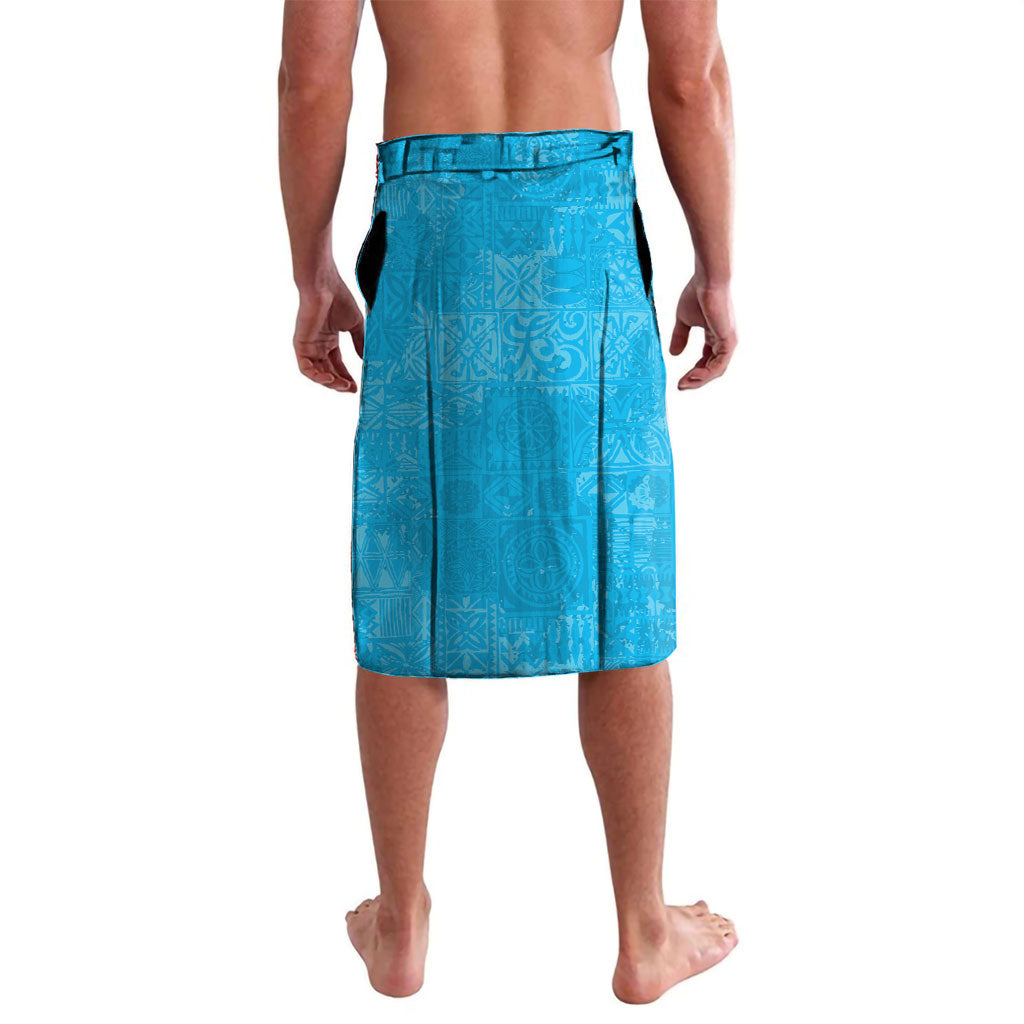Hawaii Humuhumu Fish Maile Pikake Lei Lavalava Tribal Tapa Blue Version LT05 - Polynesian Pride