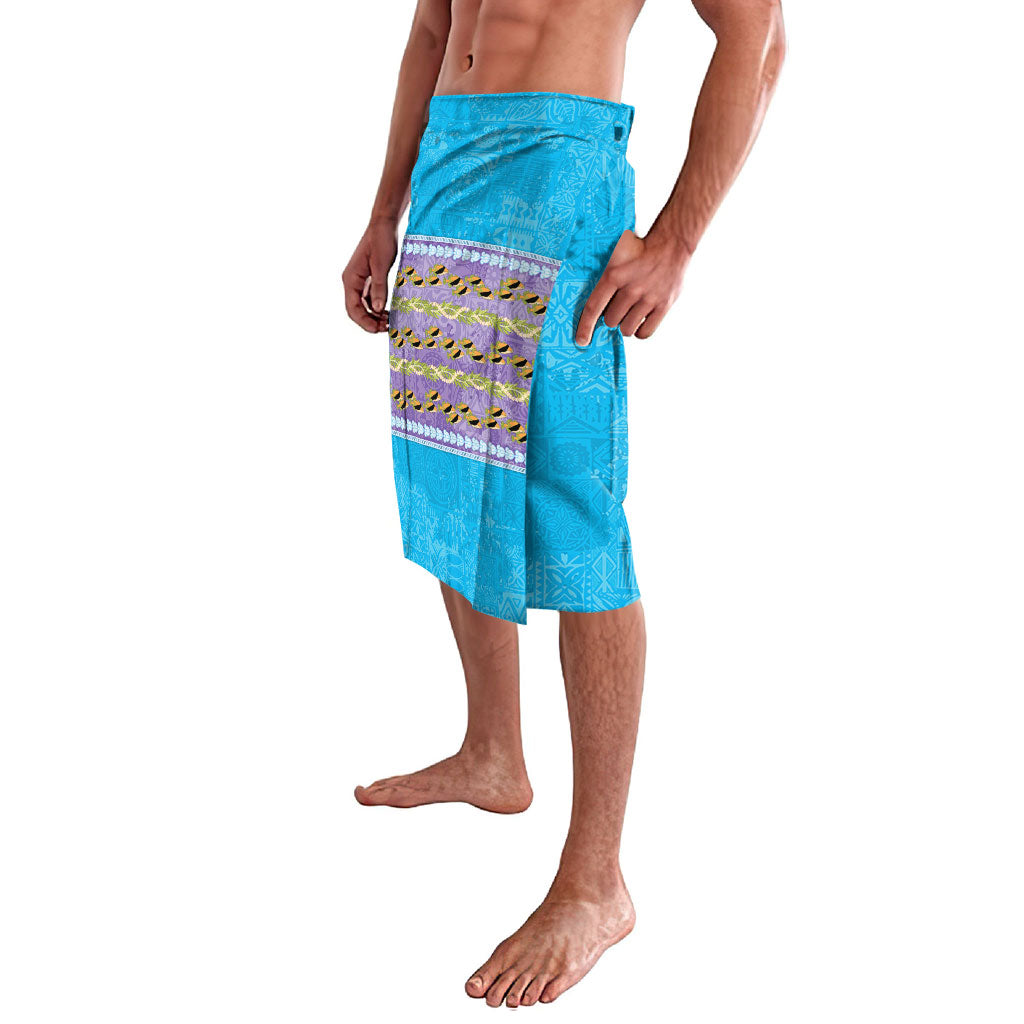 Hawaii Humuhumu Fish Maile Pikake Lei Lavalava Tribal Tapa Blue Version LT05 - Polynesian Pride