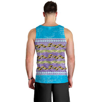 Hawaii Humuhumu Fish Maile Pikake Lei Men Tank Top Tribal Tapa Blue Version LT05 - Polynesian Pride