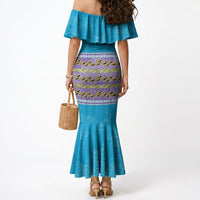 Hawaii Humuhumu Fish Maile Pikake Lei Mermaid Dress Tribal Tapa Blue Version LT05 - Polynesian Pride
