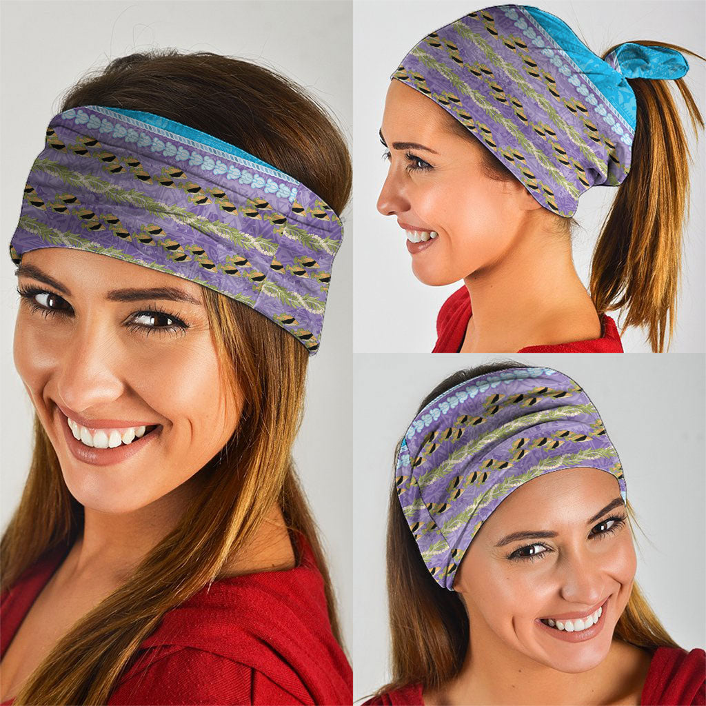 Hawaii Humuhumu Fish Maile Pikake Lei Neck Gaiter Tribal Tapa Blue Version LT05 - Polynesian Pride