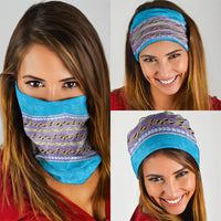Hawaii Humuhumu Fish Maile Pikake Lei Neck Gaiter Tribal Tapa Blue Version LT05 - Polynesian Pride
