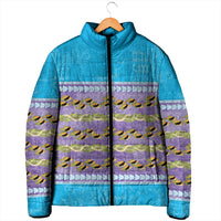 Hawaii Humuhumu Fish Maile Pikake Lei Padded Jacket Tribal Tapa Blue Version LT05 - Polynesian Pride