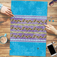 Hawaii Humuhumu Fish Maile Pikake Lei Puzzle Tribal Tapa Blue Version LT05 Blue - Polynesian Pride