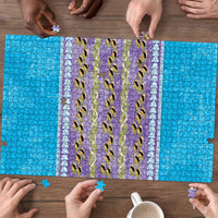 Hawaii Humuhumu Fish Maile Pikake Lei Puzzle Tribal Tapa Blue Version LT05 - Polynesian Pride
