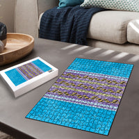 Hawaii Humuhumu Fish Maile Pikake Lei Puzzle Tribal Tapa Blue Version LT05 - Polynesian Pride