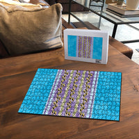Hawaii Humuhumu Fish Maile Pikake Lei Puzzle Tribal Tapa Blue Version LT05 - Polynesian Pride
