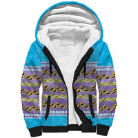 Hawaii Humuhumu Fish Maile Pikake Lei Sherpa Hoodie Tribal Tapa Blue Version LT05 Unisex Blue - Polynesian Pride