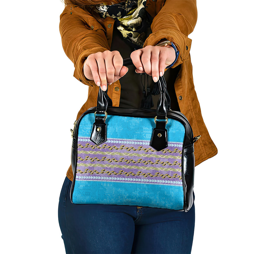 Hawaii Humuhumu Fish Maile Pikake Lei Shoulder Handbag Tribal Tapa Blue Version LT05 One Size Blue - Polynesian Pride