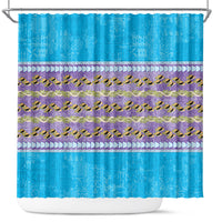 Hawaii Humuhumu Fish Maile Pikake Lei Shower Curtain Tribal Tapa Blue Version LT05 Blue - Polynesian Pride