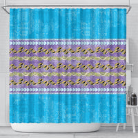 Hawaii Humuhumu Fish Maile Pikake Lei Shower Curtain Tribal Tapa Blue Version LT05 - Polynesian Pride
