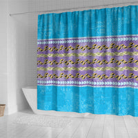 Hawaii Humuhumu Fish Maile Pikake Lei Shower Curtain Tribal Tapa Blue Version LT05 - Polynesian Pride