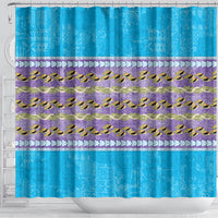 Hawaii Humuhumu Fish Maile Pikake Lei Shower Curtain Tribal Tapa Blue Version LT05 - Polynesian Pride