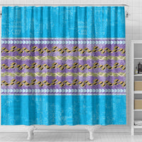 Hawaii Humuhumu Fish Maile Pikake Lei Shower Curtain Tribal Tapa Blue Version LT05 - Polynesian Pride
