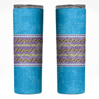 Hawaii Humuhumu Fish Maile Pikake Lei Skinny Tumbler Tribal Tapa Blue Version LT05 Blue - Polynesian Pride