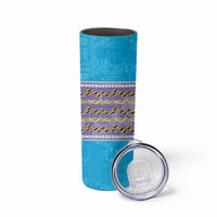 Hawaii Humuhumu Fish Maile Pikake Lei Skinny Tumbler Tribal Tapa Blue Version LT05 - Polynesian Pride