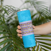 Hawaii Humuhumu Fish Maile Pikake Lei Skinny Tumbler Tribal Tapa Blue Version LT05 - Polynesian Pride