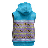 Hawaii Humuhumu Fish Maile Pikake Lei Sleeveless Zip Hoodie Tribal Tapa Blue Version LT05 - Polynesian Pride