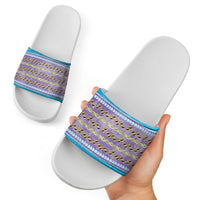Hawaii Humuhumu Fish Maile Pikake Lei Slide Sandals Tribal Tapa Blue Version LT05 - Polynesian Pride