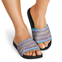 Hawaii Humuhumu Fish Maile Pikake Lei Slide Sandals Tribal Tapa Blue Version LT05 - Polynesian Pride