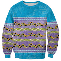 Hawaii Humuhumu Fish Maile Pikake Lei Sweatshirt Tribal Tapa Blue Version LT05 Unisex Blue - Polynesian Pride