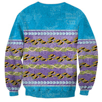 Hawaii Humuhumu Fish Maile Pikake Lei Sweatshirt Tribal Tapa Blue Version LT05 - Polynesian Pride