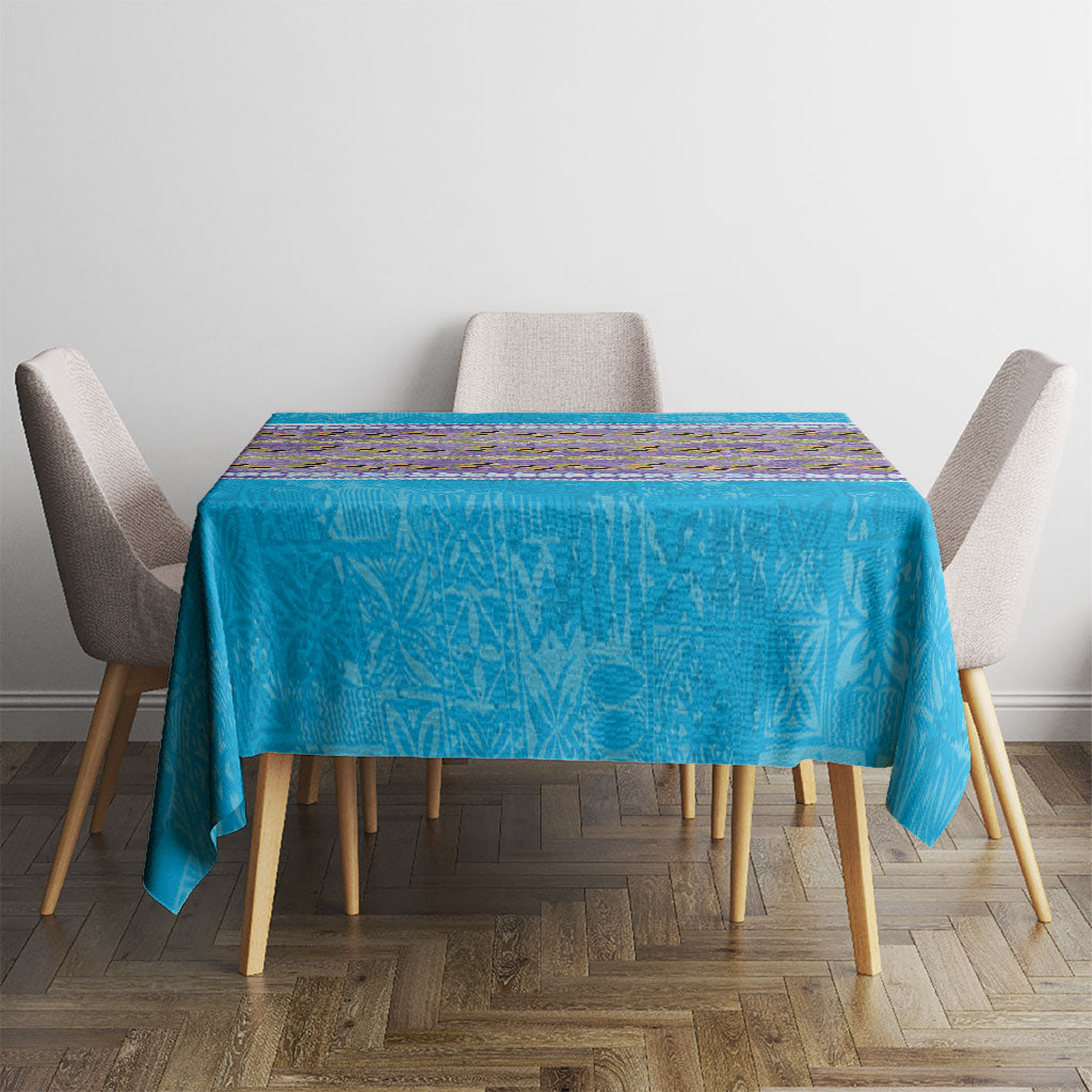 Hawaii Humuhumu Fish Maile Pikake Lei Tablecloth Tribal Tapa Blue Version LT05 - Polynesian Pride