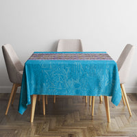 Hawaii Humuhumu Fish Maile Pikake Lei Tablecloth Tribal Tapa Blue Version LT05 - Polynesian Pride
