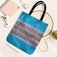 Hawaii Humuhumu Fish Maile Pikake Lei Tote Bag Tribal Tapa Blue Version LT05 Black Strap One Size Blue - Polynesian Pride