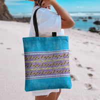 Hawaii Humuhumu Fish Maile Pikake Lei Tote Bag Tribal Tapa Blue Version LT05 - Polynesian Pride