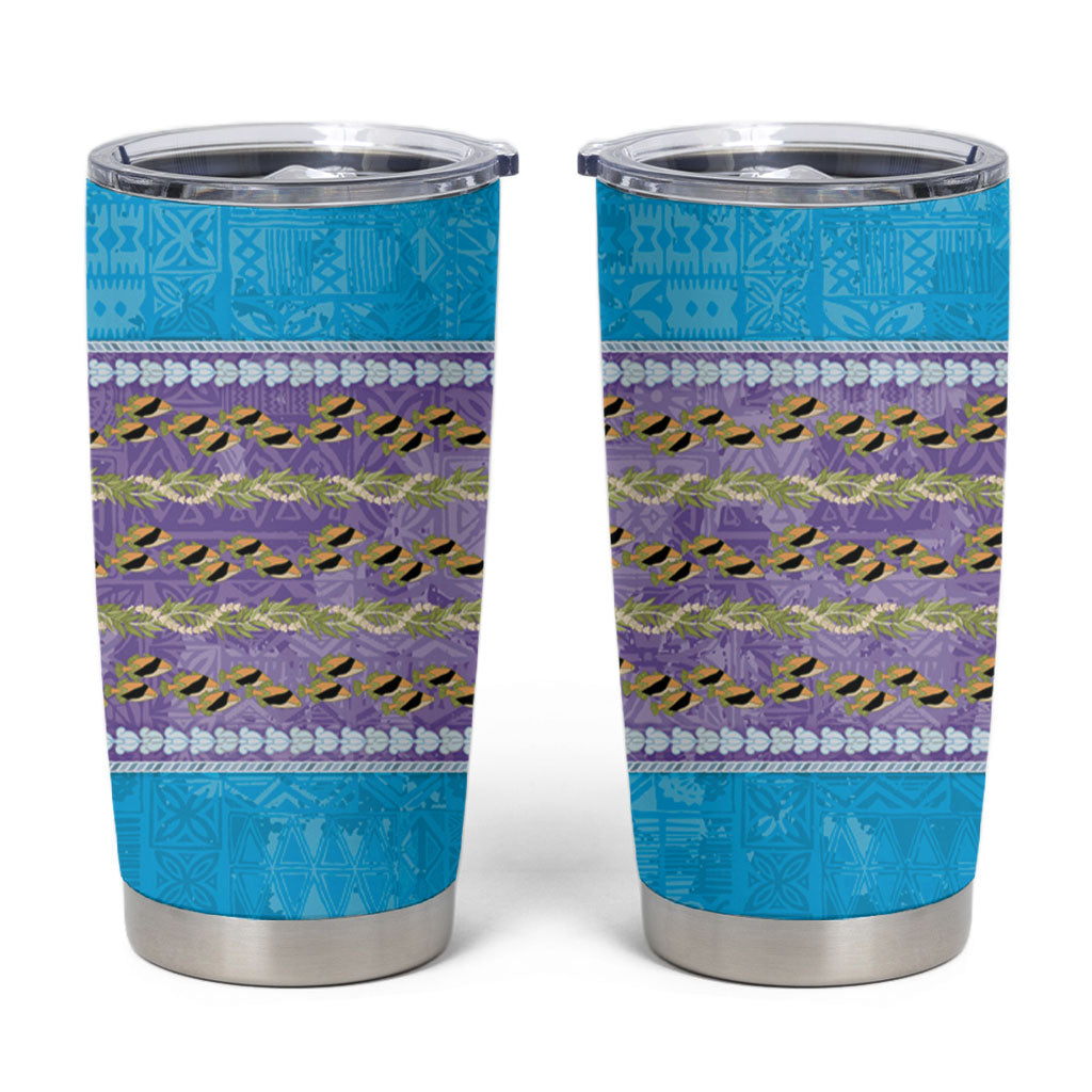 Hawaii Humuhumu Fish Maile Pikake Lei Tumbler Cup Tribal Tapa Blue Version LT05 Blue - Polynesian Pride