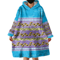 Hawaii Humuhumu Fish Maile Pikake Lei Wearable Blanket Hoodie Tribal Tapa Blue Version LT05 - Polynesian Pride